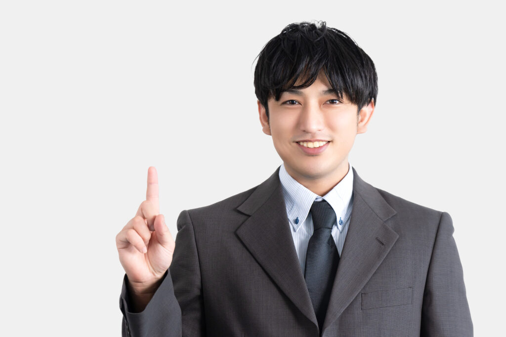 案内する男性ビジネスマン