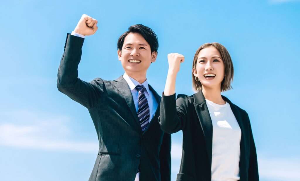 前向きな男女