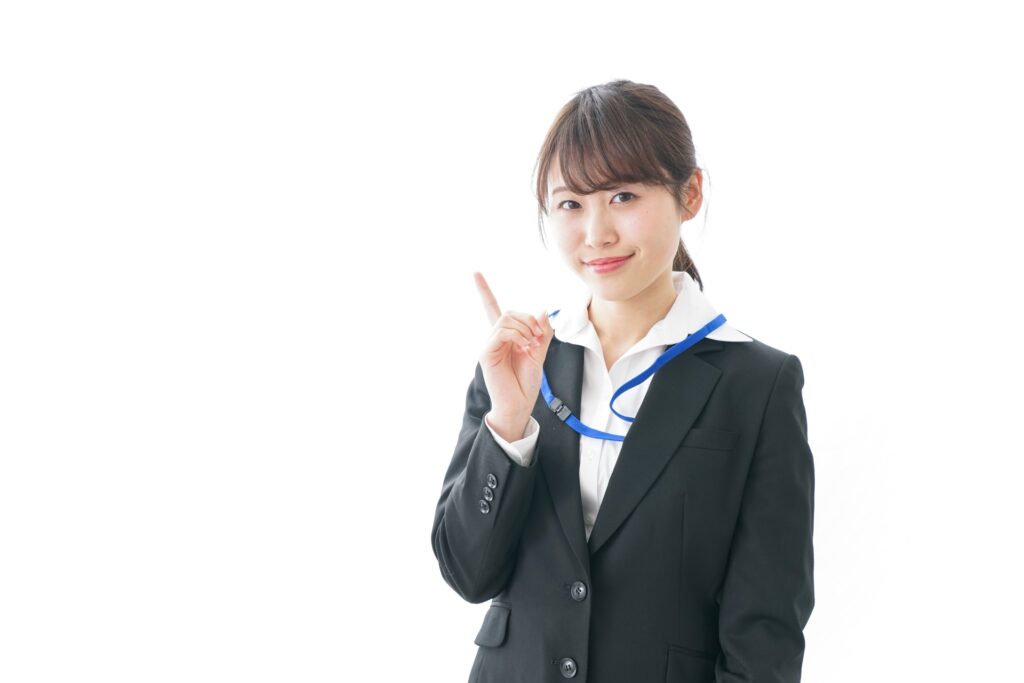 ポイントを教える女性