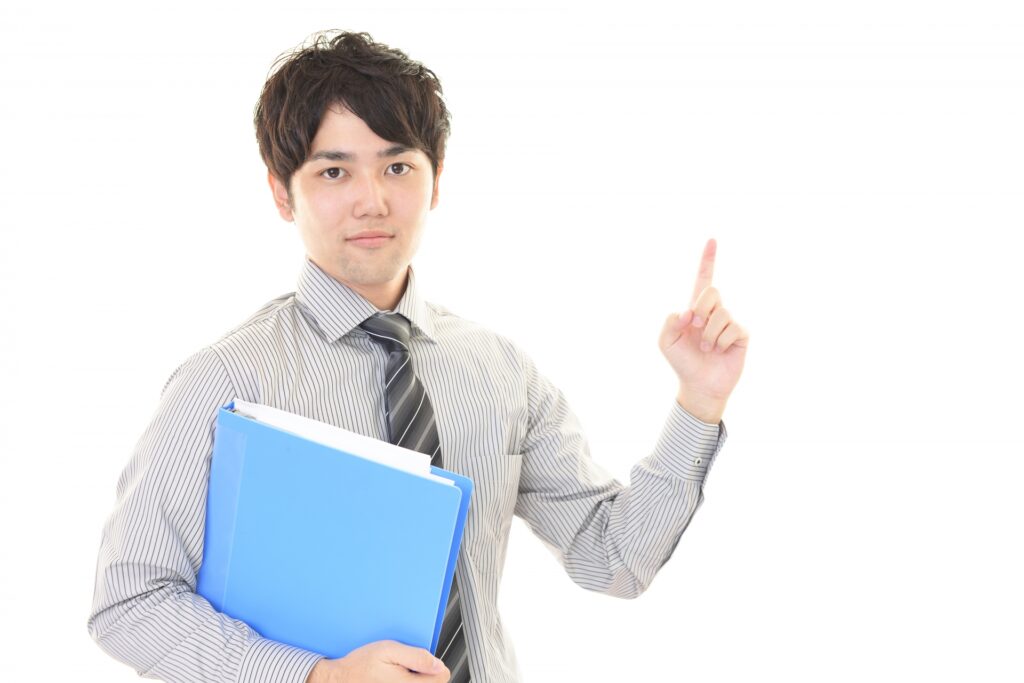 ポイントを教える男性