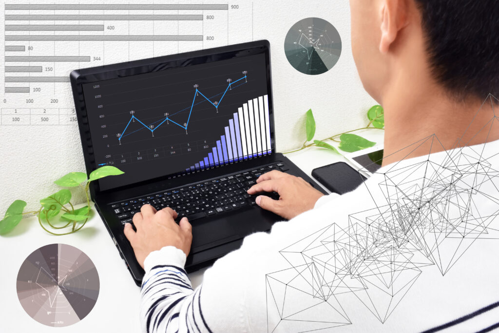 パソコンでビジネス　データ分析作業