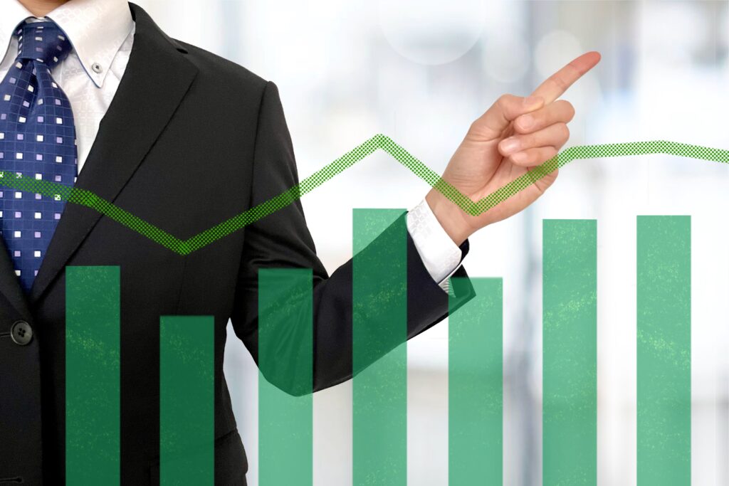 データの推移のグラフと男性