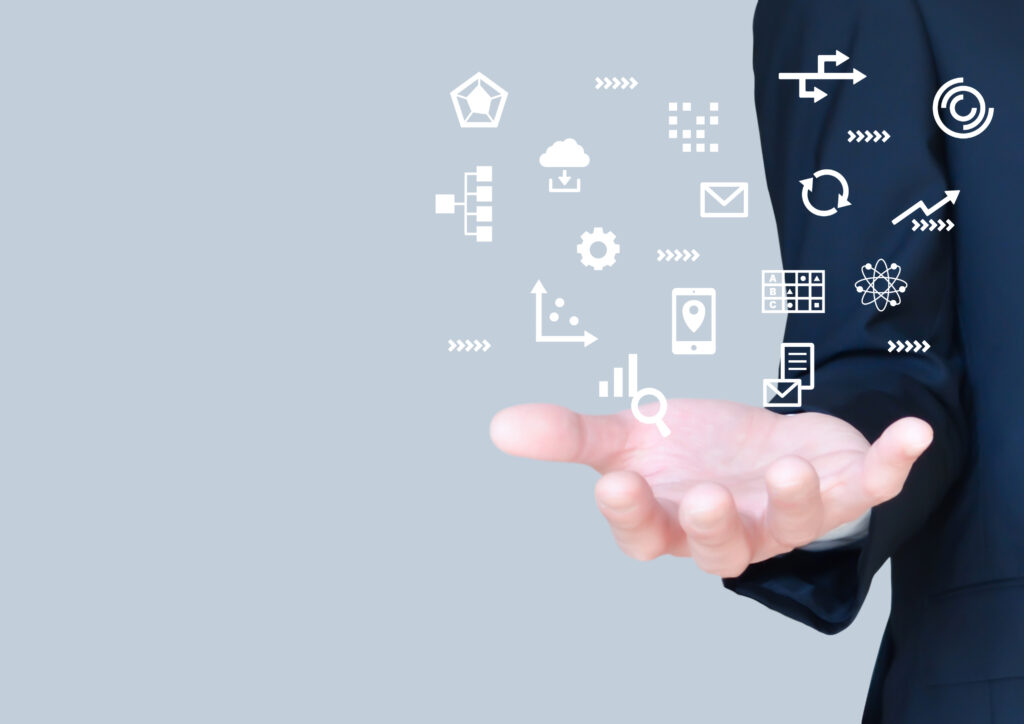 ビジネスマンの手と仕事のアイコン