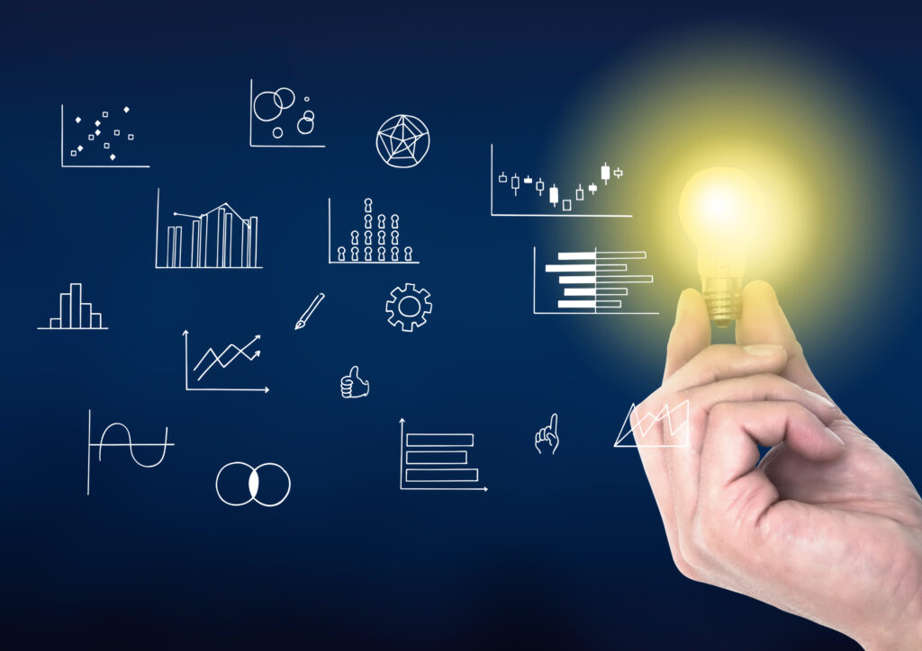 電球とグラフイラスト