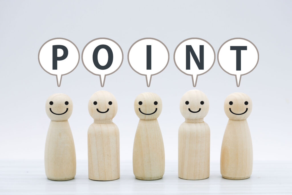 POINT(ポイント)の文字と人形