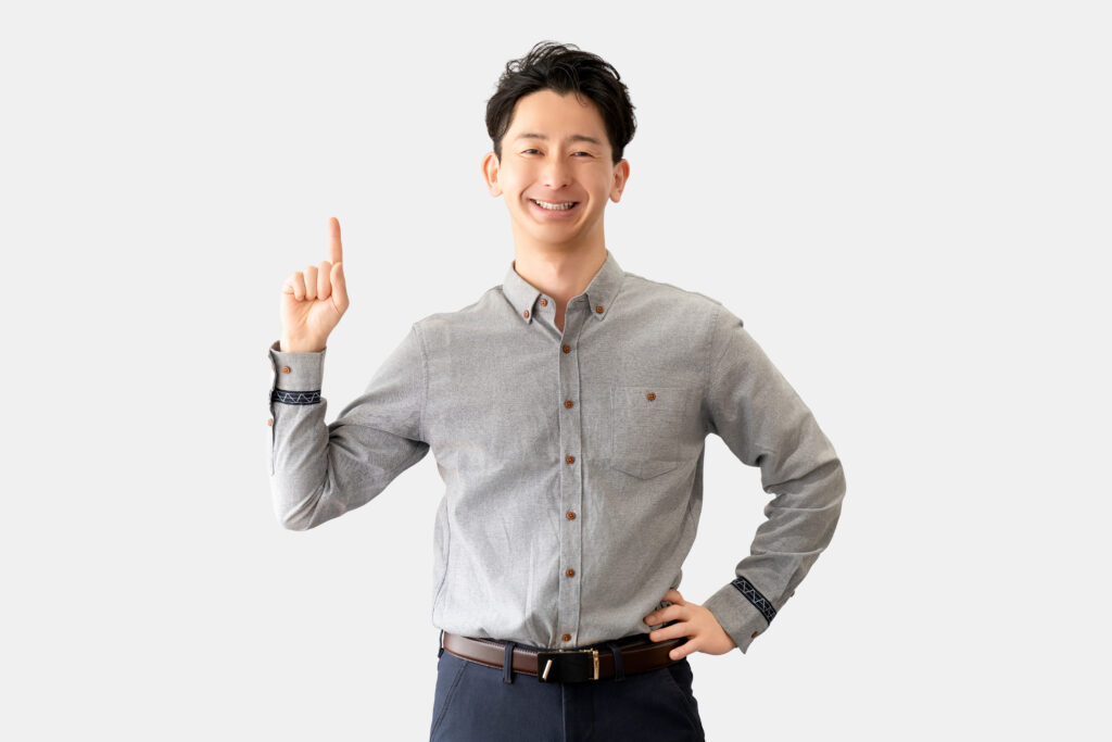 案内する男性ビジネスマン