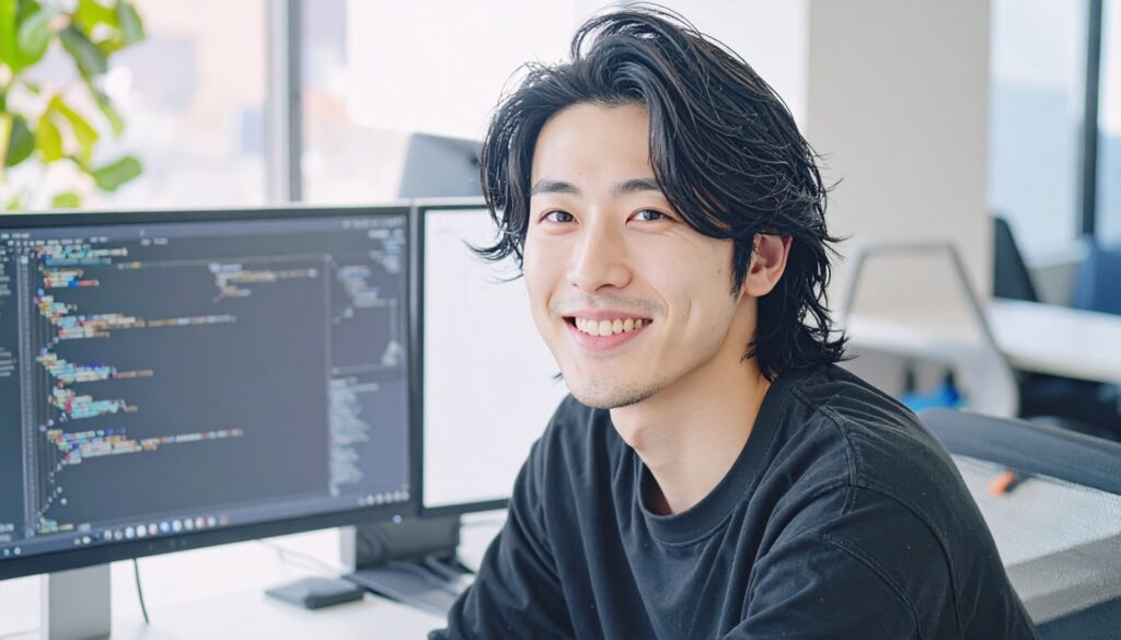 プログラミングをする男性エンジニア