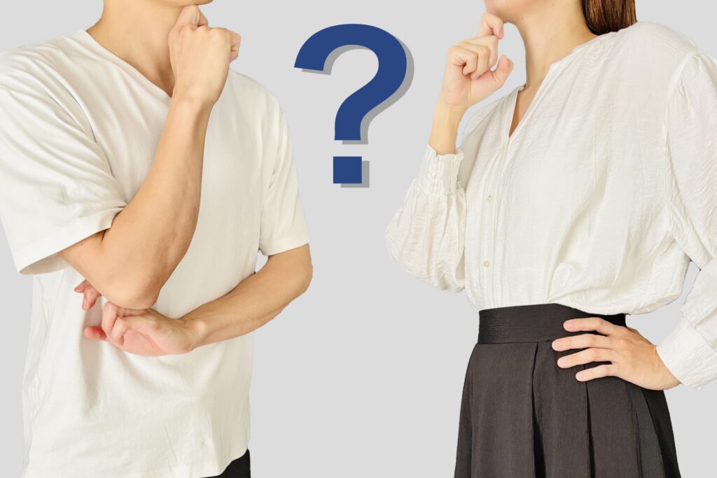 悩む、考える男女のイメージ