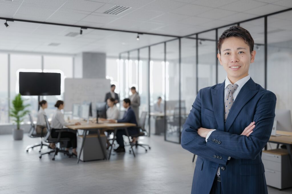 お洒落なオフィスとビジネスマン