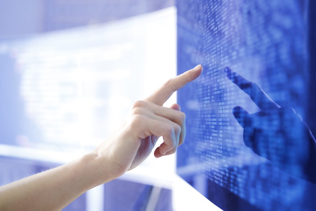 バイナリコードが表示された画面